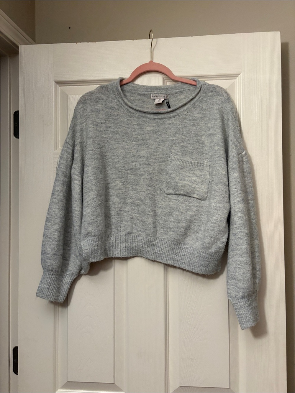 Sincerely Jules Heather Gray Cropped Crewneck Sweater